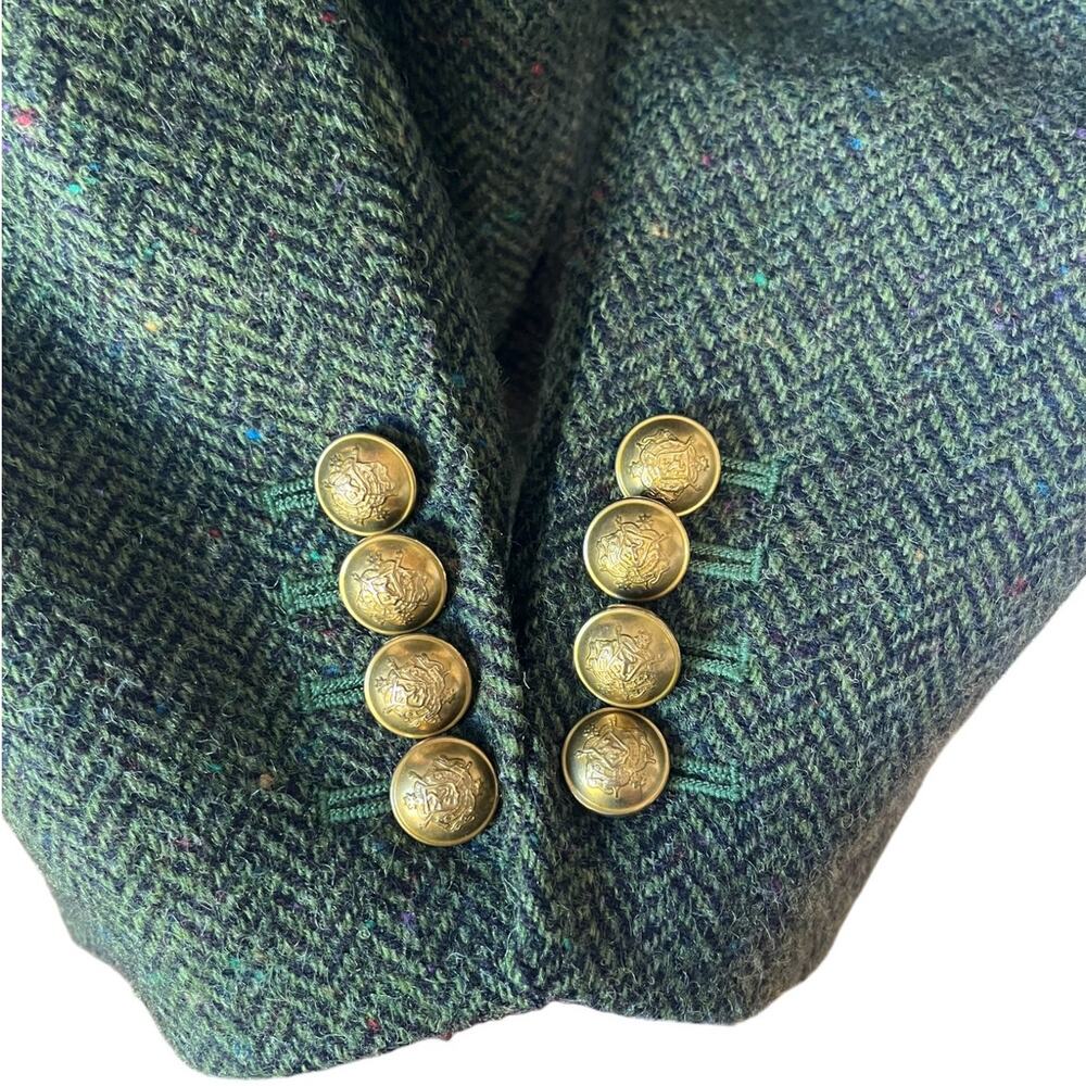 J.Crew Bristol Blazer Jacket Double Breasted Herringbone Wool Green Size 8 - Picture 9 of 10